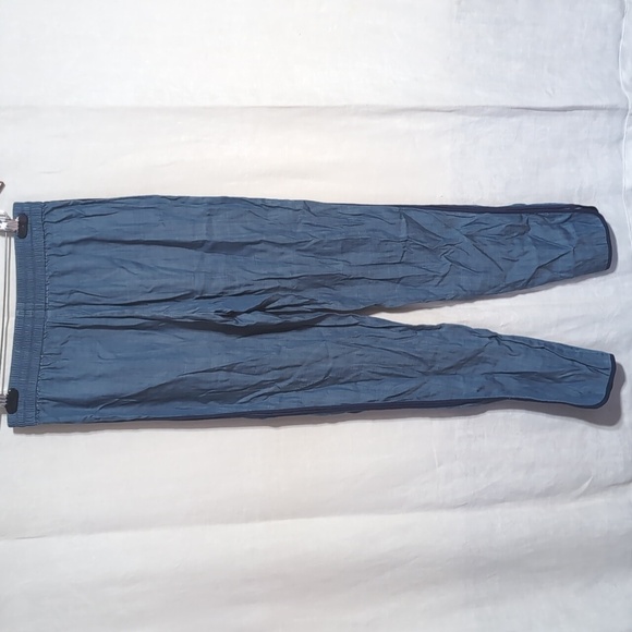 Catherine Blue Chambray Cotton Slim Leg Tuxedo Pant Size Small 28 - Picture 5 of 7